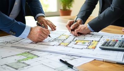 Illustration of property professionals reviewing a property deal together