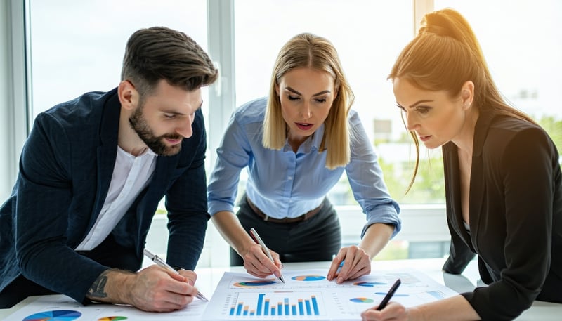 Team of property experts reviewing real estate investment opportunities